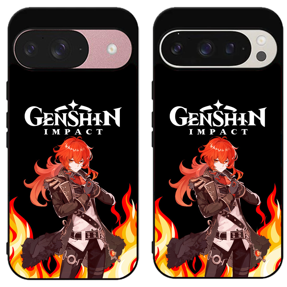 Diluc Collage Genshin Impact Cover Google Pixel 9 | 9 Pro | 9 Pro XL Case