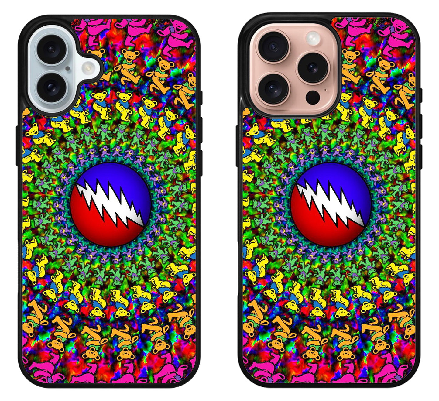 Grateful Dead Bear Fire Collage iPhone 16 | 16 Plus | 16 Pro | 16 Pro Max Case