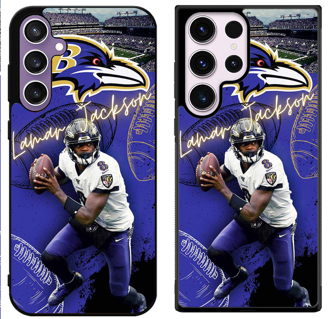 Lamar Jackson Baltimore Ravens Background Samsung Galaxy S24 | S24+ | S24 Ultra Case