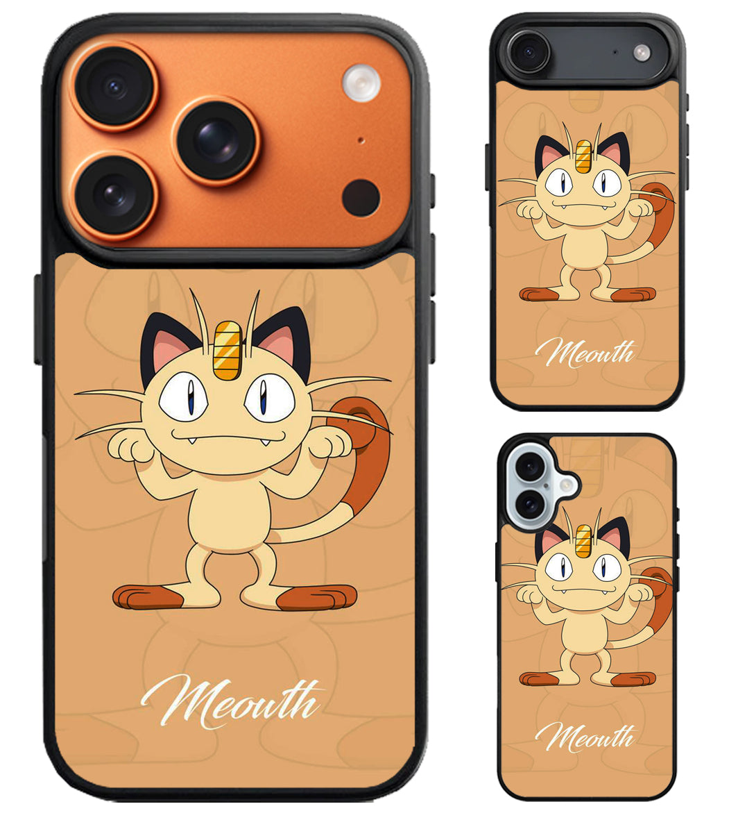Meowth Pokemon Background iPhone Air | iPhone 17 | 17 Pro | 17 Pro Max Case