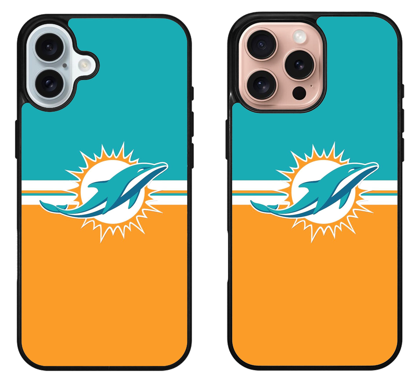 Miami Dolphins Stripe Cover iPhone 16 | 16 Plus | 16 Pro | 16 Pro Max Case