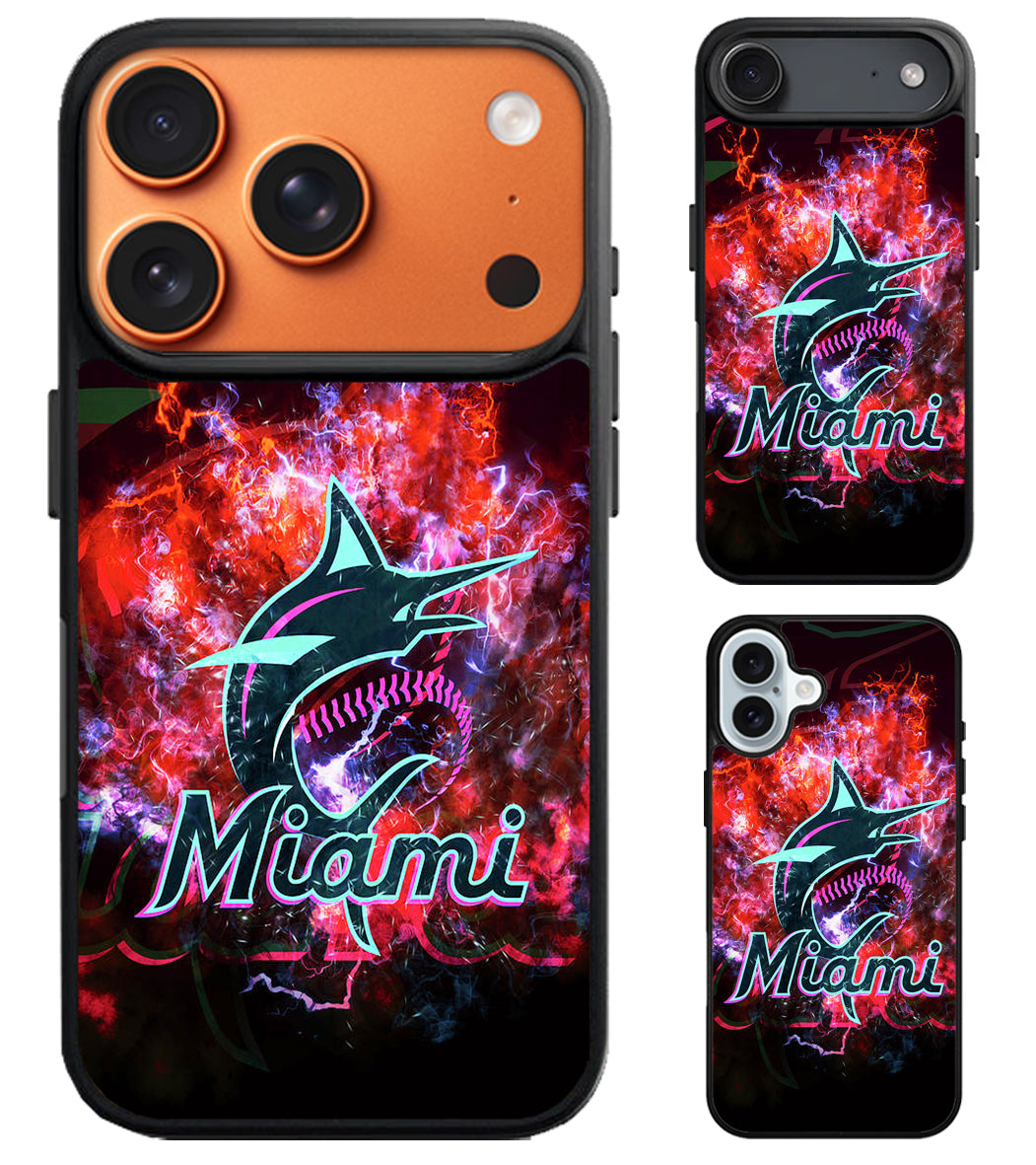Miami Marlins Background iPhone Air | iPhone 17 | 17 Pro | 17 Pro Max Case