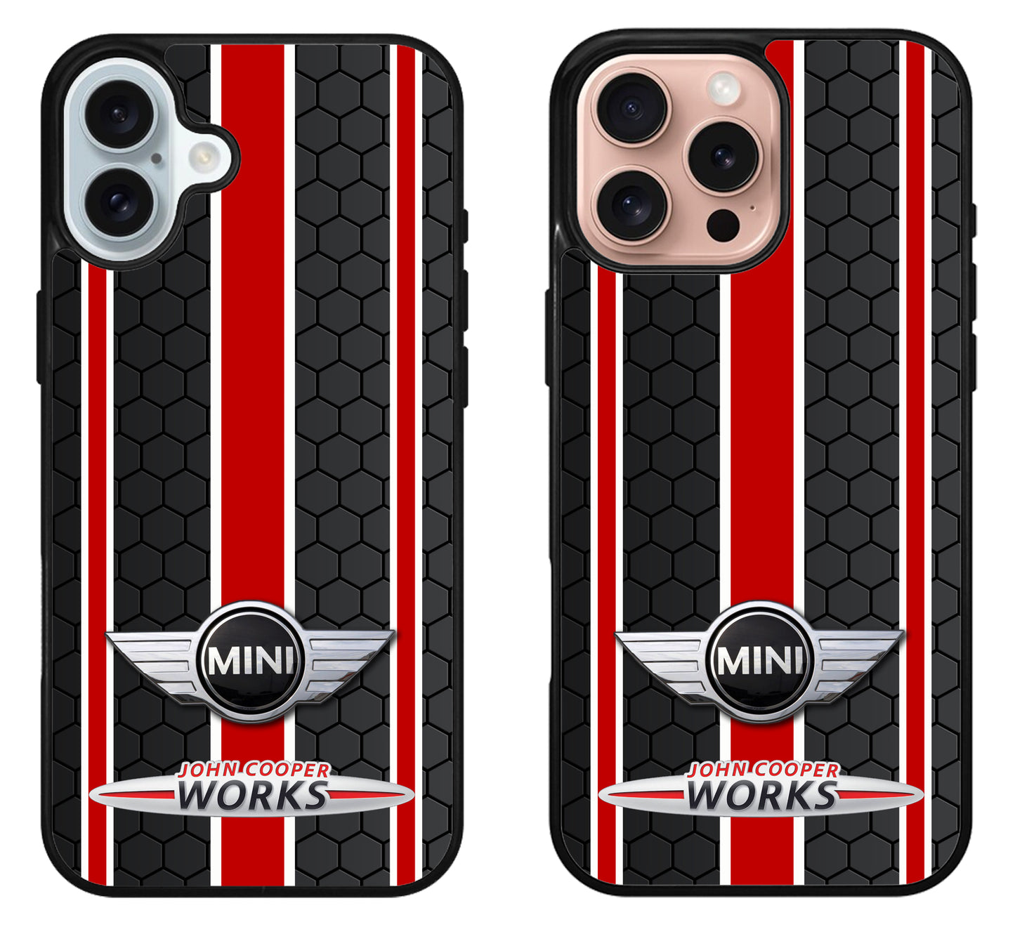 Mini Cooper Black Red Stripe iPhone 16 | 16 Plus | 16 Pro | 16 Pro Max Case