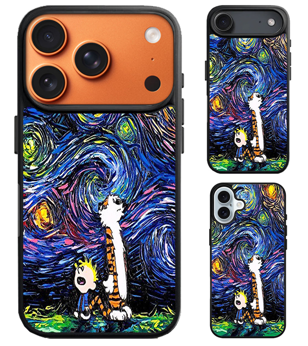 Starry Night Calvin And Hobbes iPhone Air | iPhone 17 | 17 Pro | 17 Pro Max Case