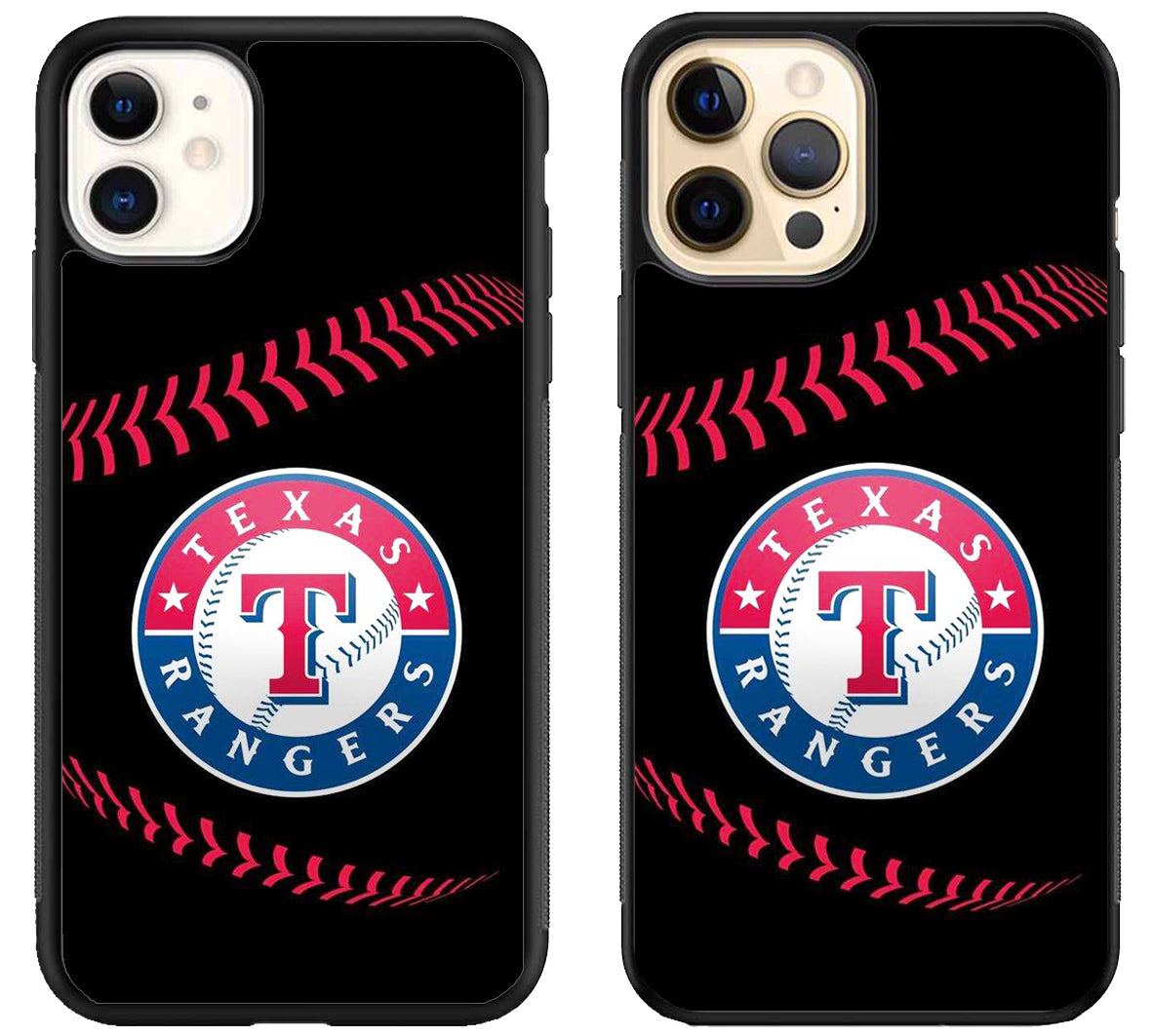 Texas Rangers Black Baseball iPhone 12 | 12 Mini | 12 Pro | 12 Pro Max Case