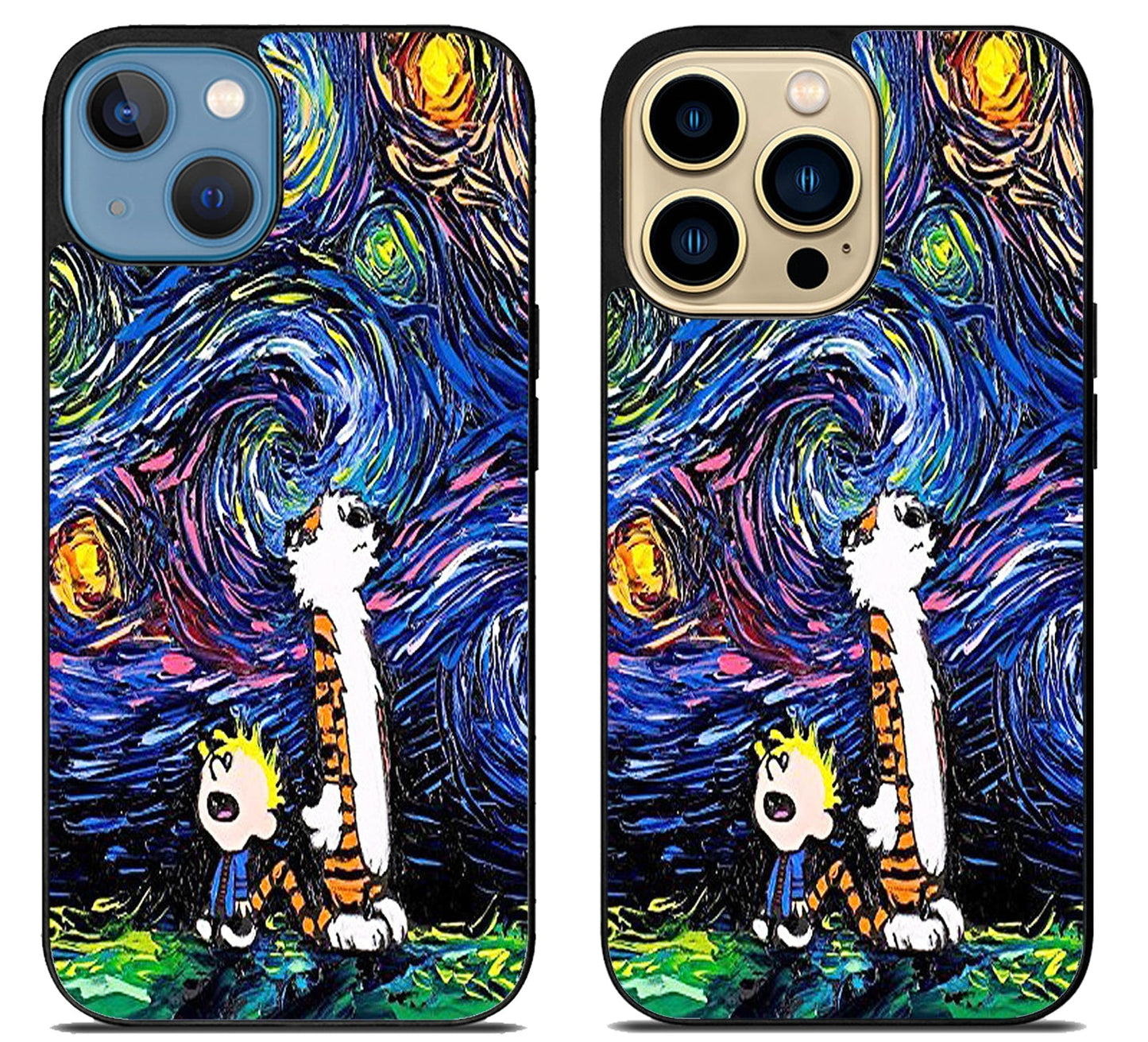 Starry Night Calvin And Hobbes iPhone 14 | 14 Plus | 14 Pro | 14 Pro Max Case