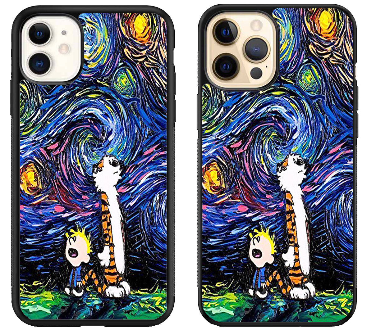 Starry Night Calvin And Hobbes iPhone 12 | 12 Mini | 12 Pro | 12 Pro Max Case