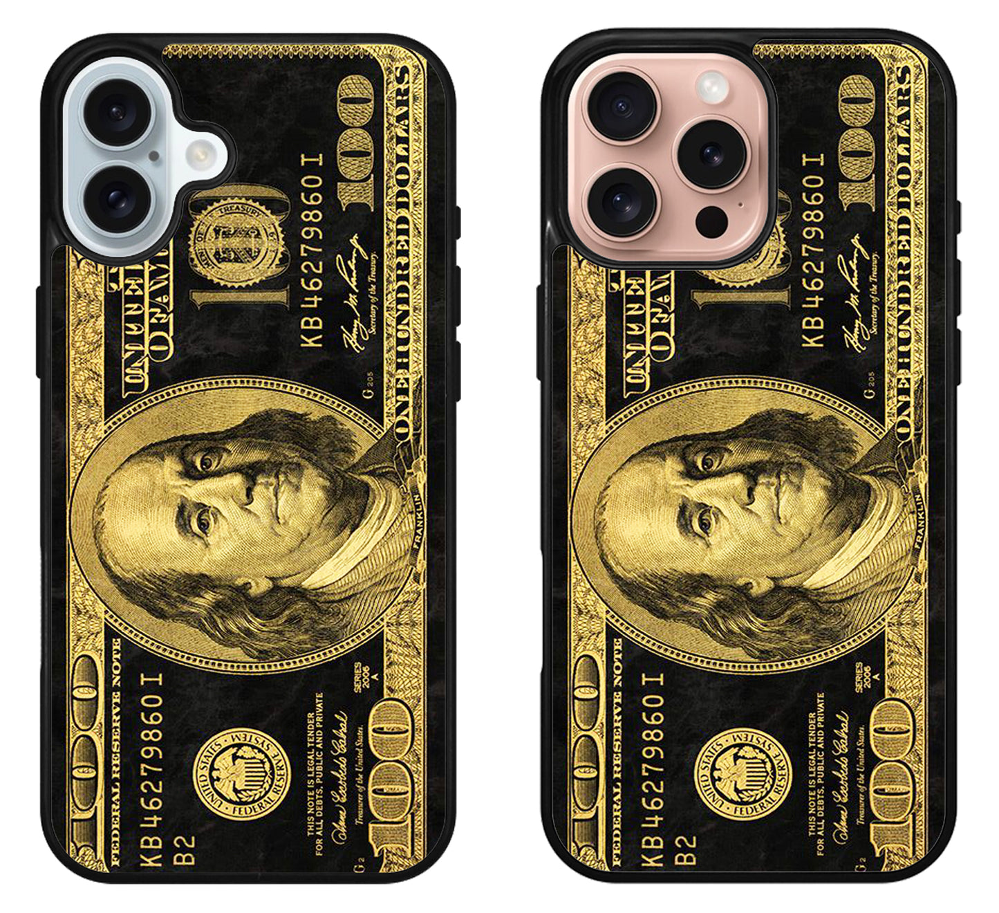 100 Dollar bill Black and Gold iPhone 16 | 16 Plus | 16 Pro | 16 Pro Max Case
