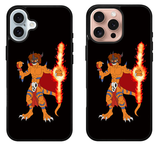 Agumon MetalGreymon Digimon Black iPhone 16 | 16 Plus | 16 Pro | 16 Pro Max Case