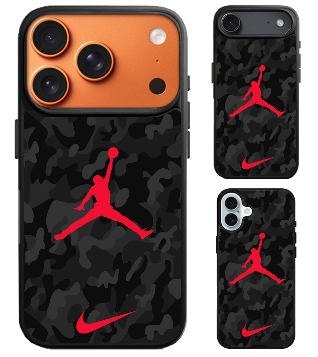 Air Jordan Red Black Camo iPhone Air | iPhone 17 | 17 Pro | 17 Pro Max Case