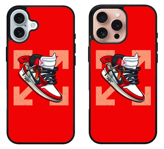 Air Jordan Red Off White iPhone 16 | 16 Plus | 16 Pro | 16 Pro Max Case