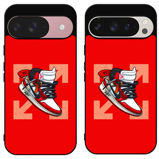 Air Jordan Red Off White Google Pixel 9 | 9 Pro | 9 Pro XL Case