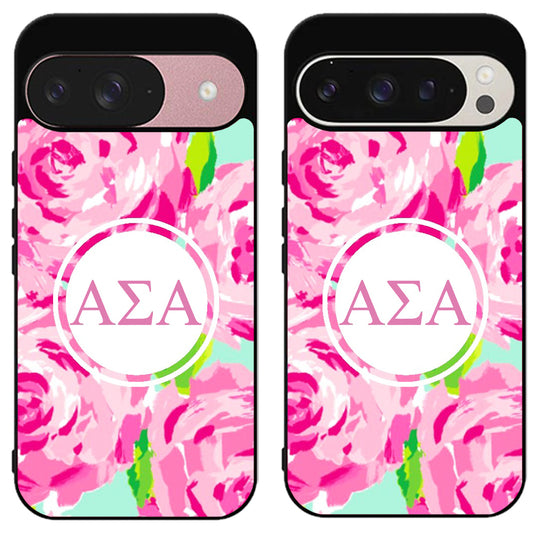 Alpha Sigma Alpha Flowers Google Pixel 9 | 9 Pro | 9 Pro XL Case