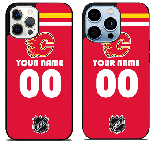 Custom Personalized Calgary Flames NHL iPhone 15 Pro | iPhone 15 Pro Max Case