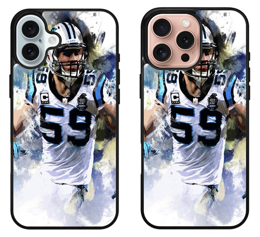 Carolina panthers Luke kuechly Artwork iPhone 16 | 16 Plus | 16 Pro | 16 Pro Max Case