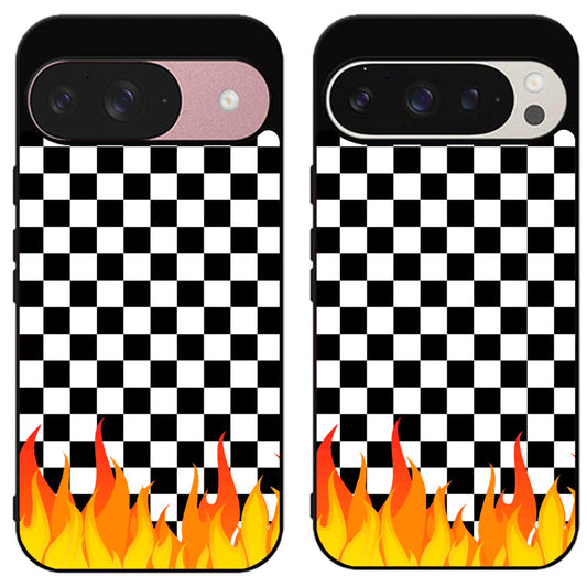 Checkerboard Vans With Flame Google Pixel 9 | 9 Pro | 9 Pro XL Case