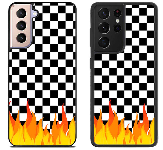 Checkerboard Vanz With Flame Samsung Galaxy S21 | S21 FE | S21+ | S21 Ultra Case