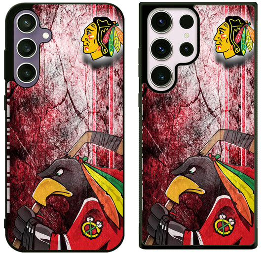 Chicago Blackhawks Background Samsung Galaxy S25 | S25+ | S25 Ultra Case