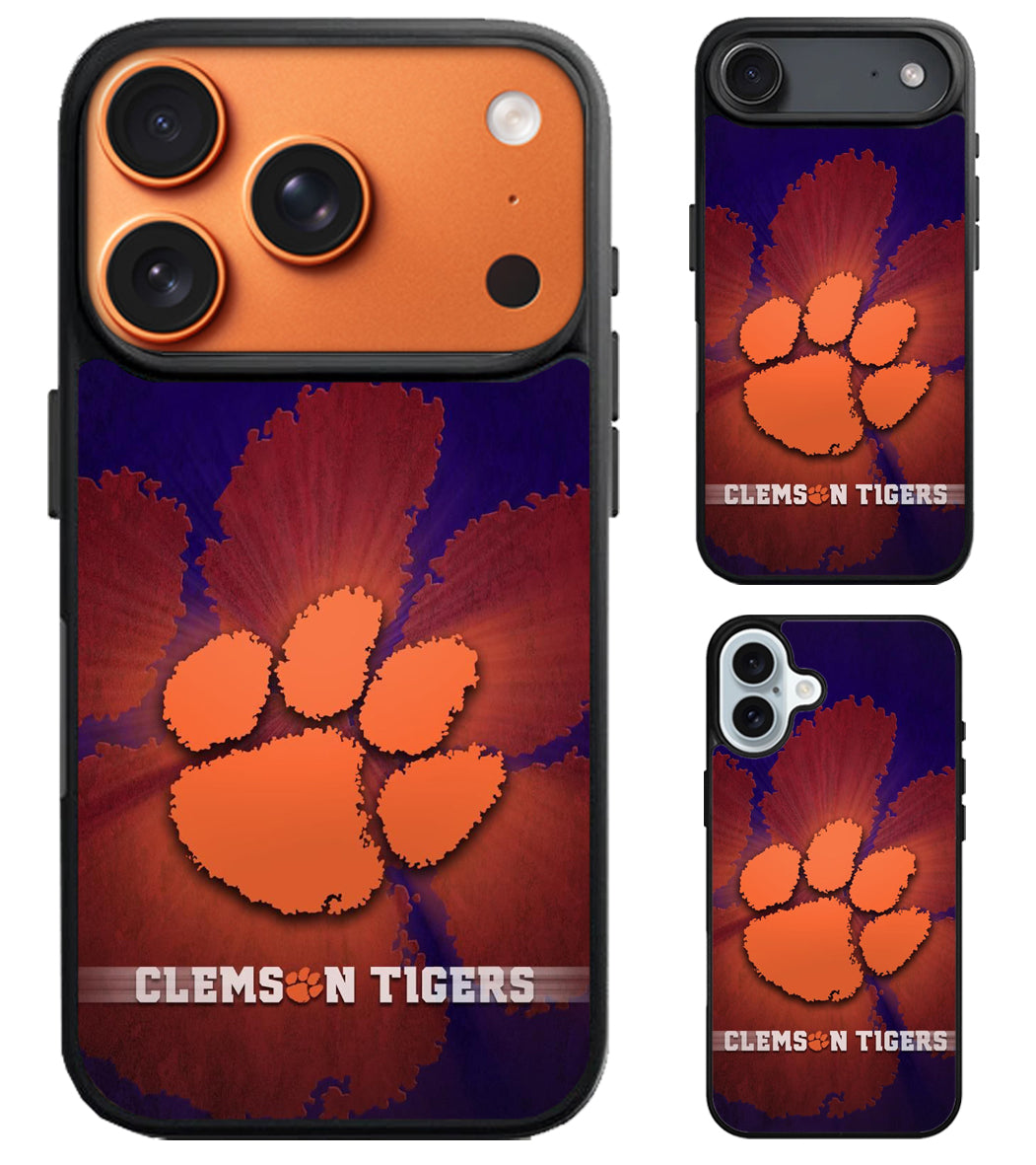 Clemson Tigers Background iPhone Air | iPhone 17 | 17 Pro | 17 Pro Max Case