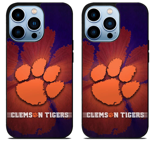 Clemson Tigers Background iPhone 15 Pro | iPhone 15 Pro Max Case