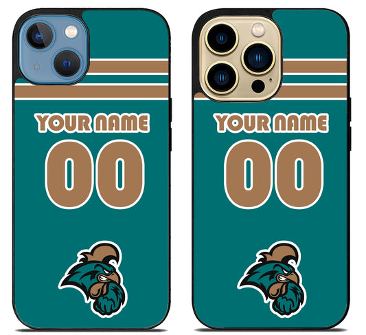 Custom Personalized Coastal Carolina Chanticleers iPhone 14 | 14 Plus | 14 Pro | 14 Pro Max Case