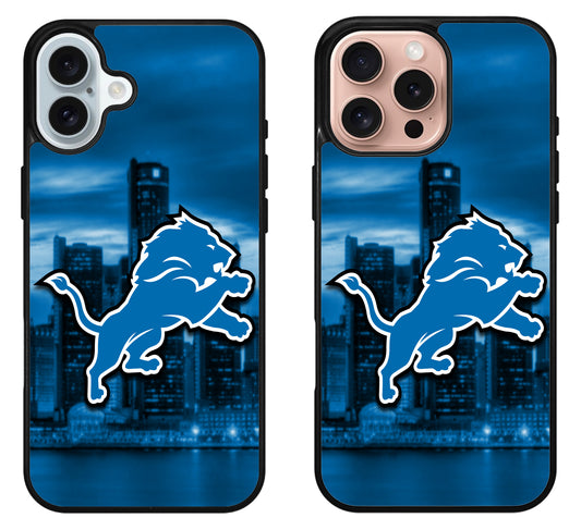 Detroit Lions Logo Background iPhone 16 | 16 Plus | 16 Pro | 16 Pro Max Case