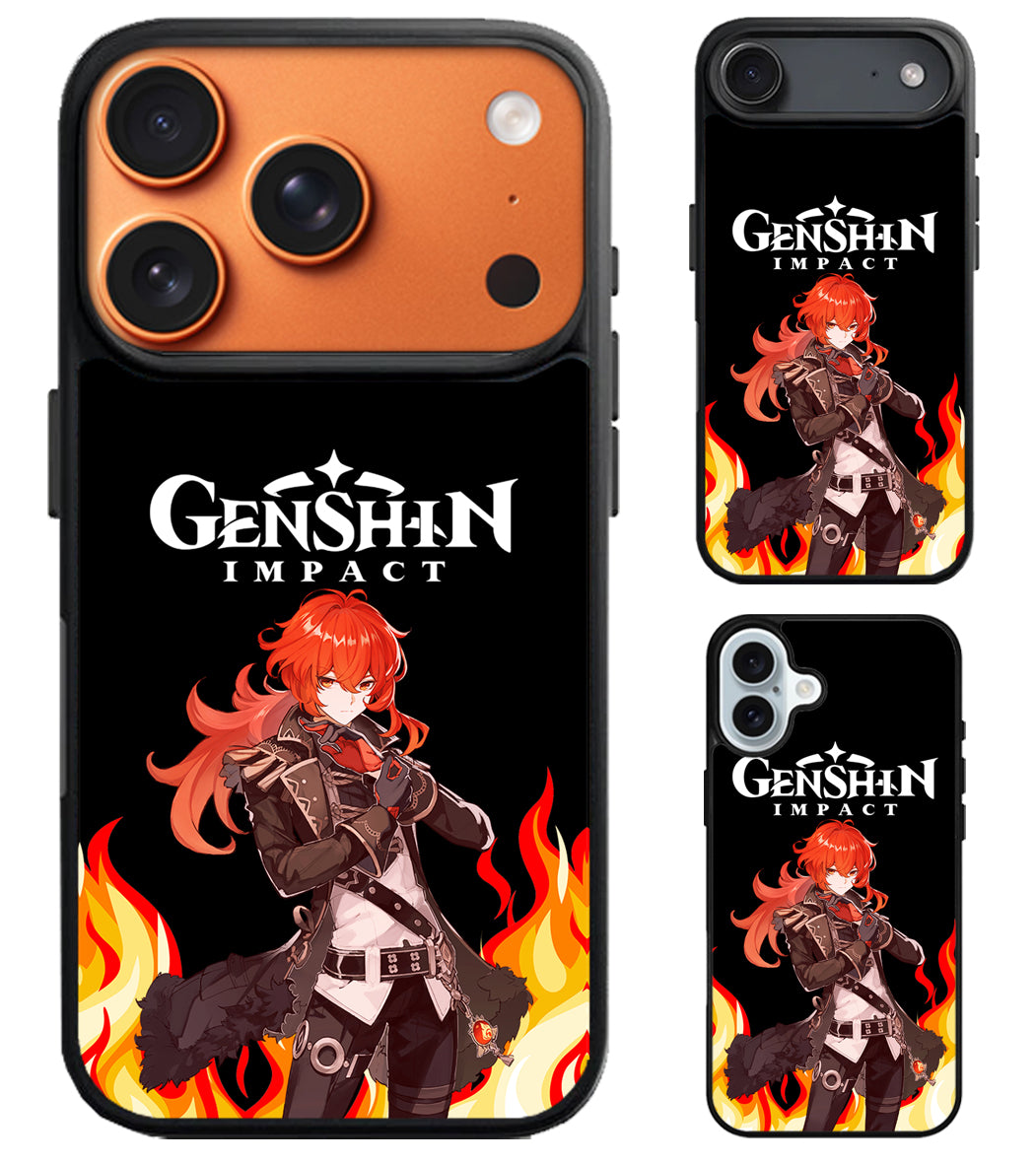 Diluc Collage Genshin Impact Cover iPhone Air | iPhone 17 | 17 Pro | 17 Pro Max Case