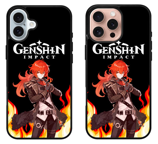 Diluc Collage Genshin Impact Cover iPhone 16 | 16 Plus | 16 Pro | 16 Pro Max Case
