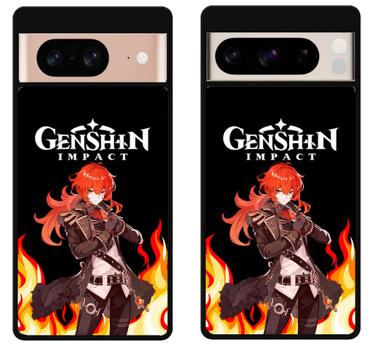 Diluc Collage Genshin Impact Cover Google Pixel 8 | 8 Pro Case