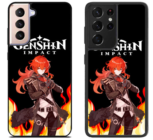Diluc Collage Genshin Impact Cover Samsung Galaxy S21 | S21 FE | S21+ | S21 Ultra Case