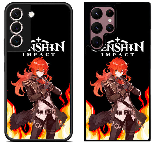 Diluc Collage Genshin Impact Cover Samsung Galaxy S22 | S22+ | S22 Ultra Case