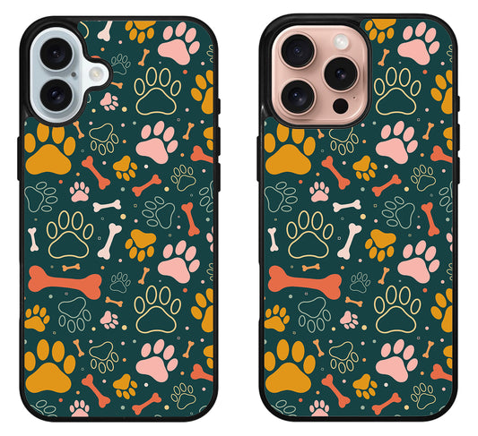Dog Paw Pattern iPhone 16 | 16 Plus | 16 Pro | 16 Pro Max Case