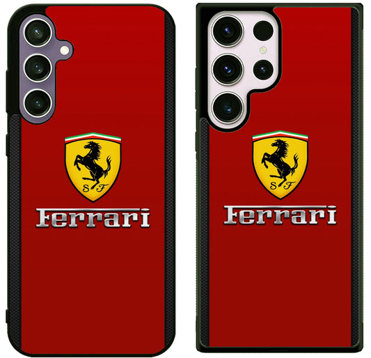 Ferrari Logo Red Carbon Samsung Galaxy S25 | S25 Edge | S25 FE | S25 Plus | S25 Ultra Case