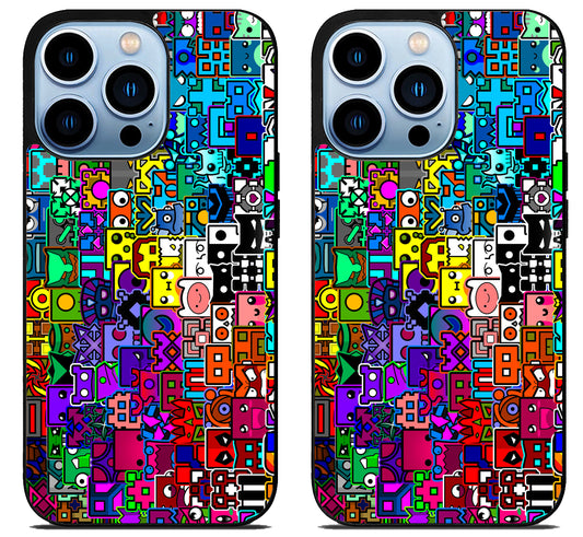 Geometry Dash Icon Collage iPhone 15 Pro | iPhone 15 Pro Max Case