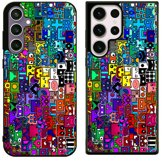 Geometry Dash Icon Collage Samsung Galaxy S25 | S25 Edge | S25 FE | S25 Plus | S25 Ultra Case