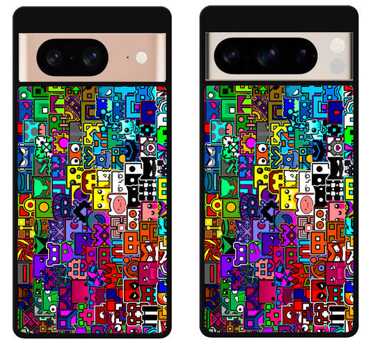Geometry Dash Icon Collage Google Pixel 8 | 8 Pro Case