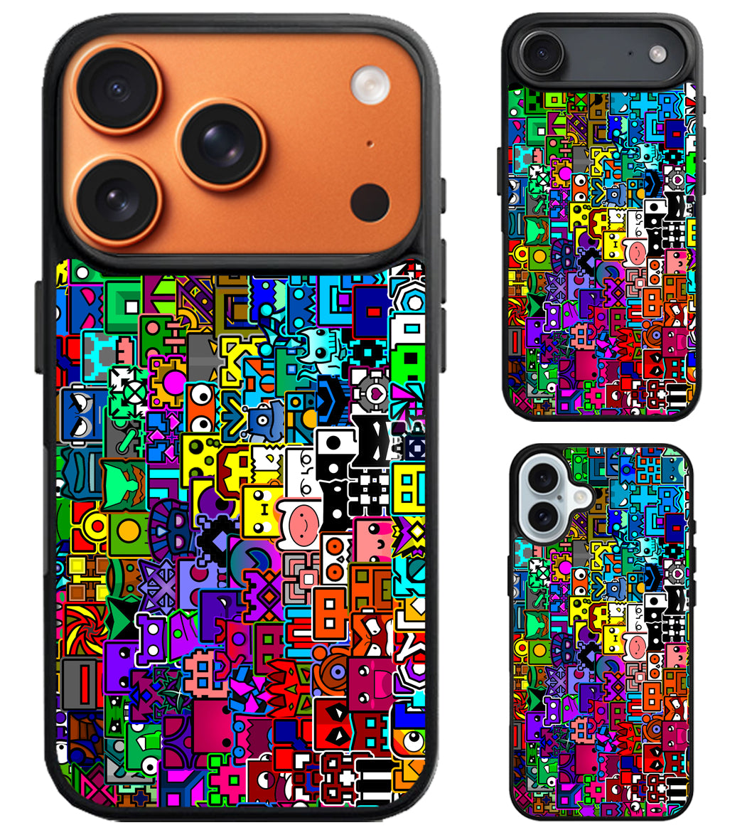 Geometry Dash Icon Collage iPhone Air | iPhone 17 | 17 Pro | 17 Pro Max Case