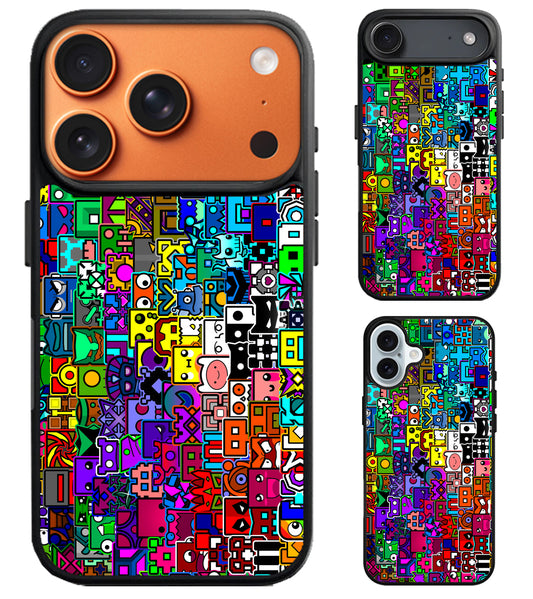 Geometry Dash Icon Collage iPhone Air | iPhone 17 | 17 Pro | 17 Pro Max Case