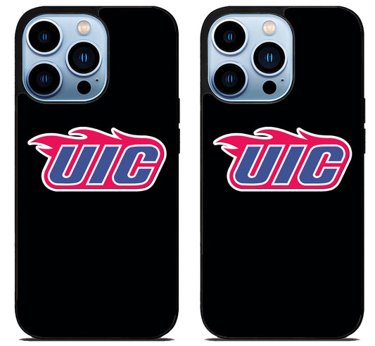 Illinois Chicago Flames Black iPhone 15 Pro | iPhone 15 Pro Max Case