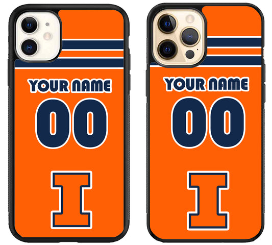 Custom Personalized Illinois Fighting Illini iPhone 12 | 12 Mini | 12 Pro | 12 Pro Max Case