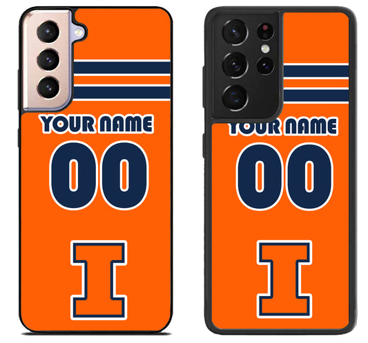 Custom Personalized Illinois Fighting Illini Samsung Galaxy S21 | S21 FE | S21+ | S21 Ultra Case
