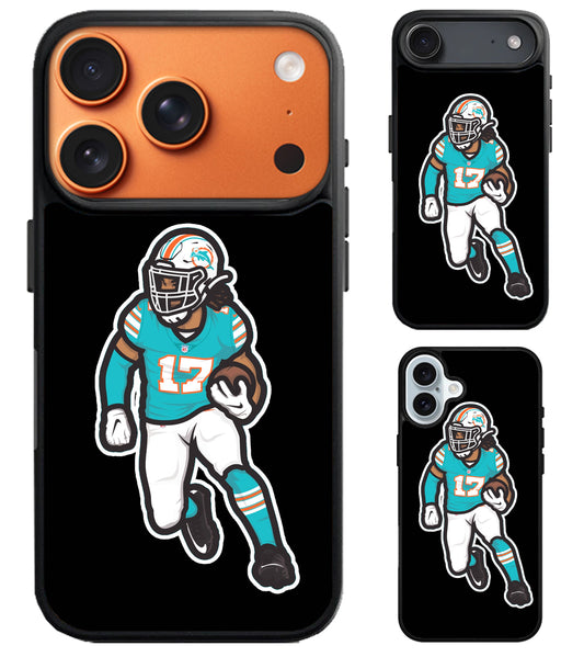 Jaylen Waddle Miami Dolphins Black iPhone Air | iPhone 17 | 17 Pro | 17 Pro Max Case