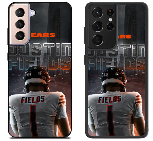 Justin Fields Chicago Bears Background Samsung Galaxy S21 | S21 FE | S21+ | S21 Ultra Case