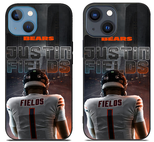 Justin Fields Chicago Bears Background iPhone 15 | iPhone 15 Plus Case