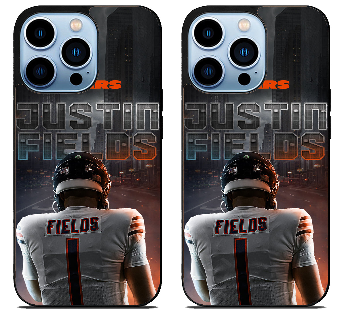 Justin Fields Chicago Bears Background iPhone 15 Pro | iPhone 15 Pro Max Case