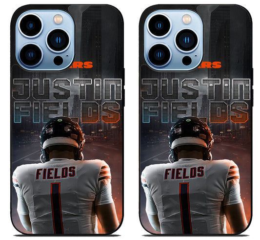 Justin Fields Chicago Bears Background iPhone 15 Pro | iPhone 15 Pro Max Case