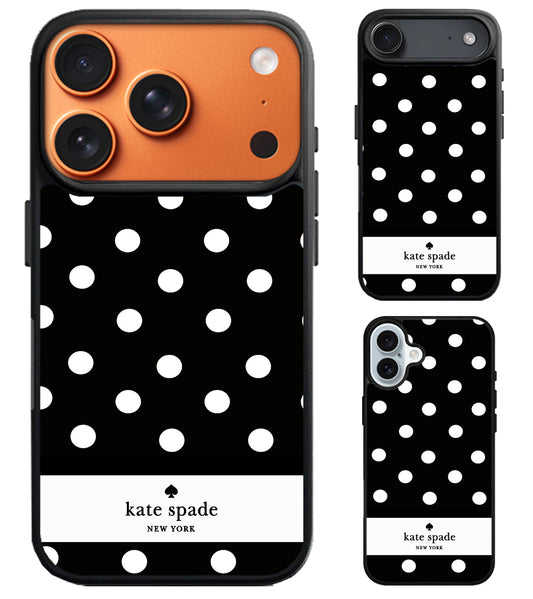 Kate Spade Black Polkadot iPhone Air | iPhone 17 | 17 Pro | 17 Pro Max Case