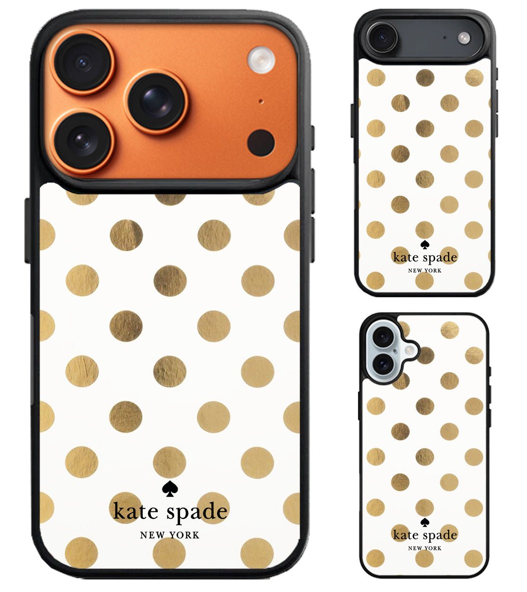 Kate Spade Gold Polkadot iPhone Air | iPhone 17 | 17 Pro | 17 Pro Max Case