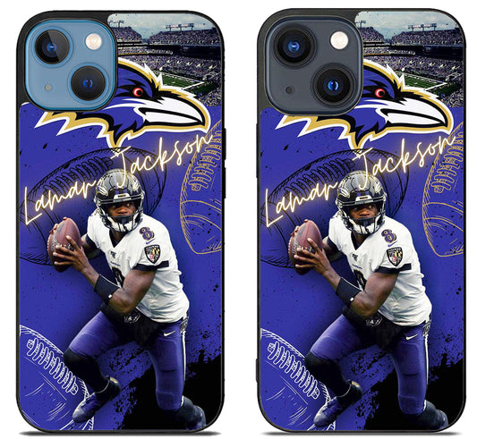 Lamar Jackson Baltimore Ravens Background iPhone 15 | iPhone 15 Plus Case