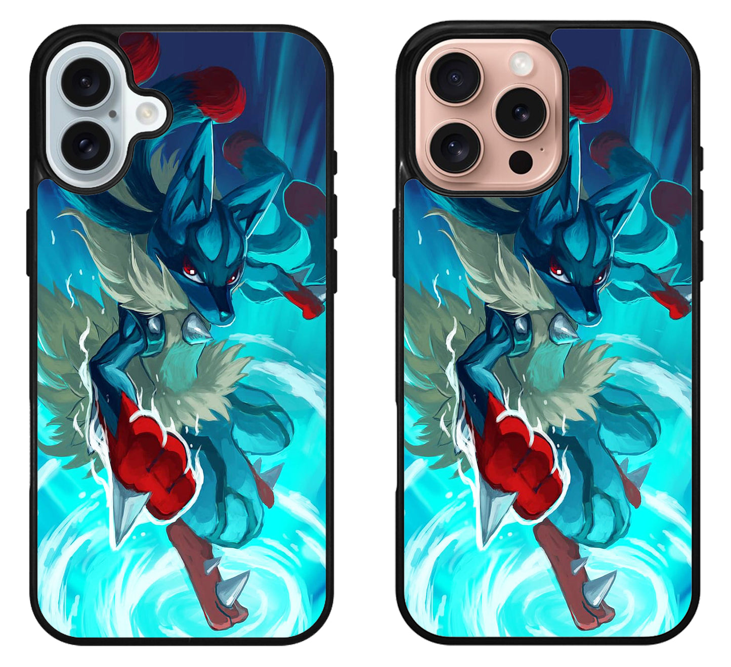 Mega Lucario Pokemon Style iPhone 16 | 16 Plus | 16 Pro | 16 Pro Max Case